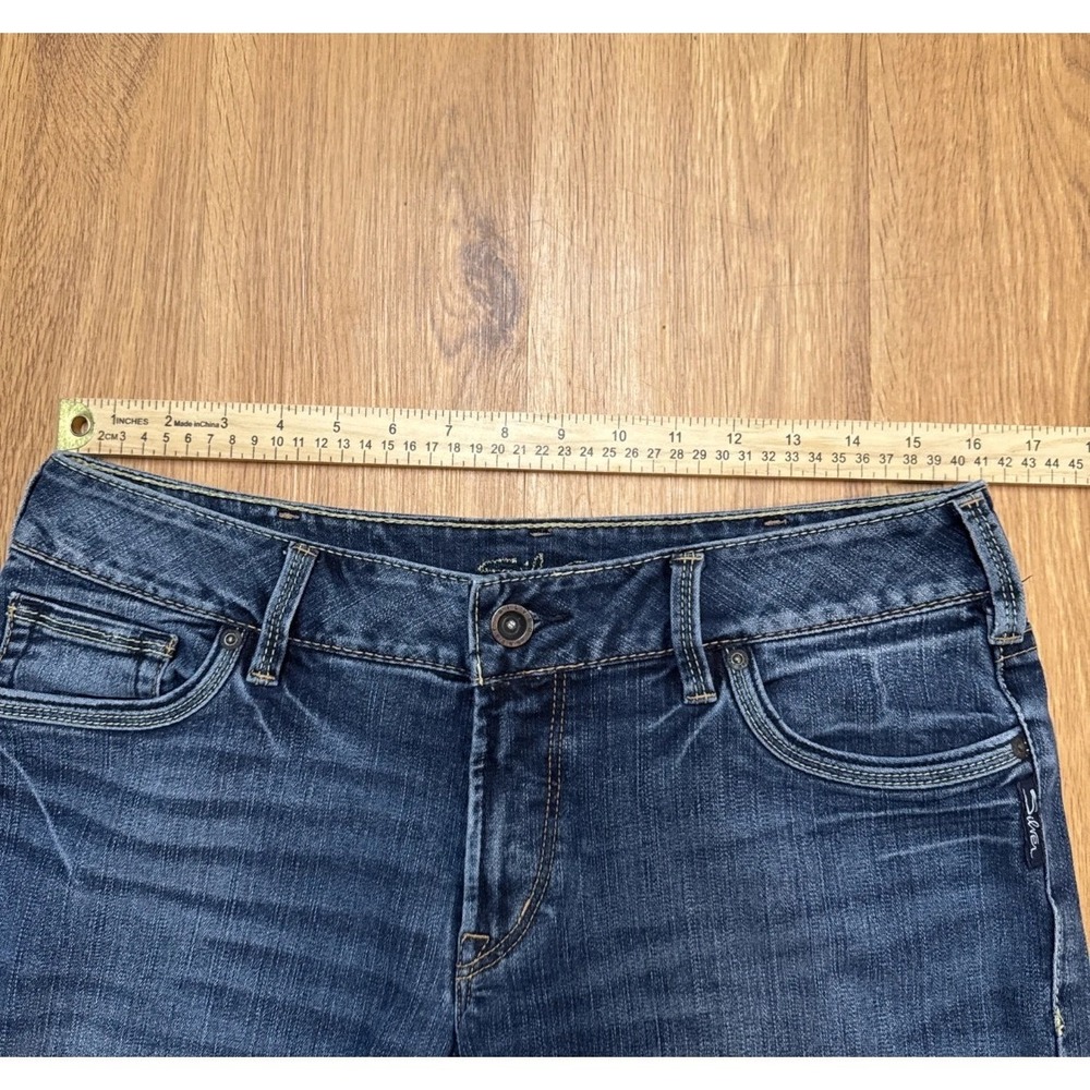Silver Jeans Suki Denim Shorts Women 28 Blue Mid Rise Cut Off Embroidered Pocket - Picture 11 of 16